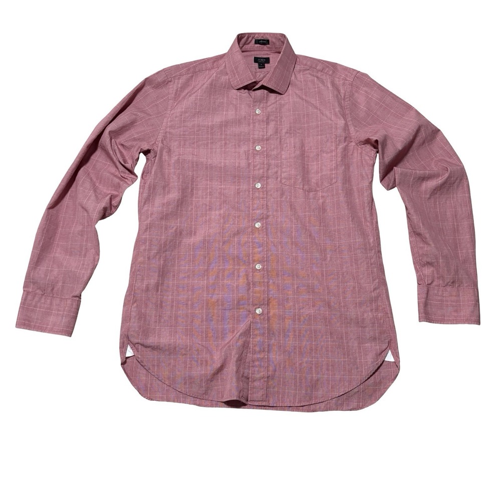 J‎ Crew Men's 120's 2 Ply Ludlow Button Up Shirt Red White Size Medium 20 x 30